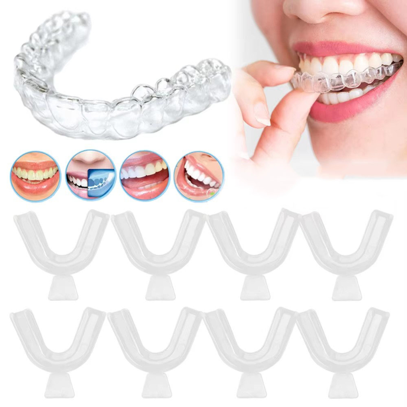 Teeth Whitening For Trays - 1/3/6 คู่ ที่ครอบฟันซิลิโคน ที่ครอบฟันสำหรับนอนหลับ ชุดอุปกรณ์จัดฟันสำหรับผู้มีภาวะนอนกัดฟัน ป้องกันการนอนกรน