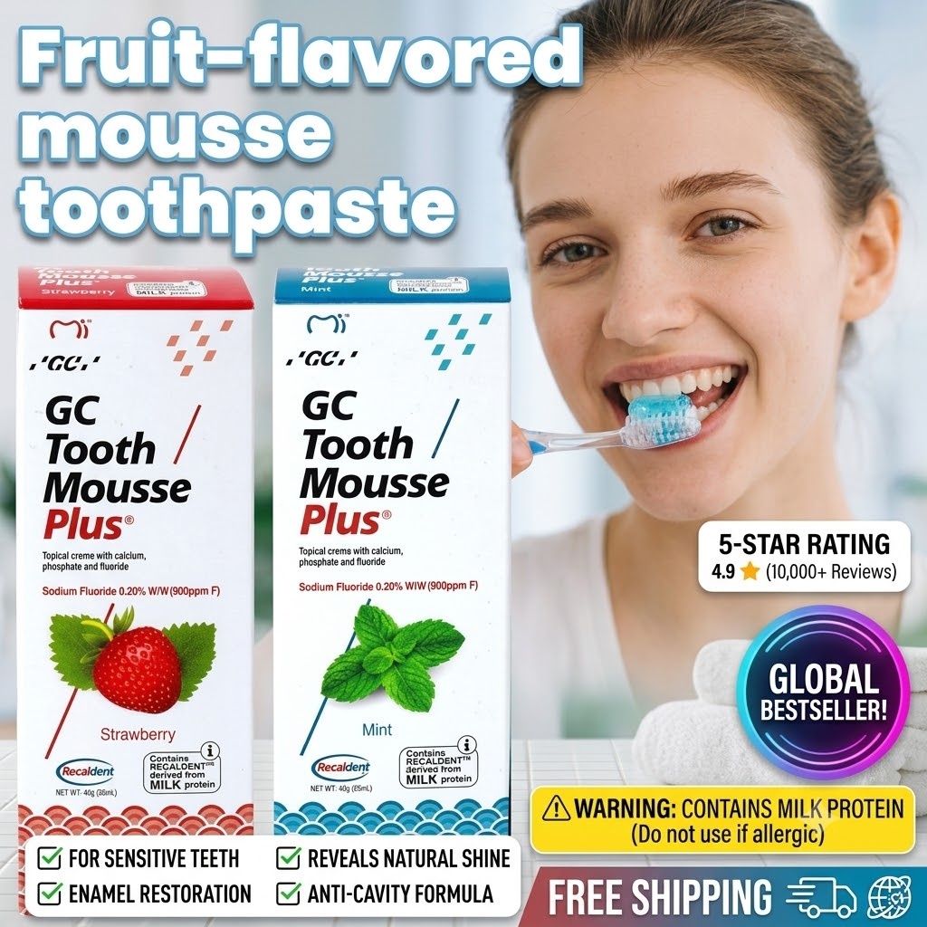 Teeth Whitening Cream - ยาสีฟันมูส 50 กรัม รสผลไม้ GC ป้องกันฟันผุ