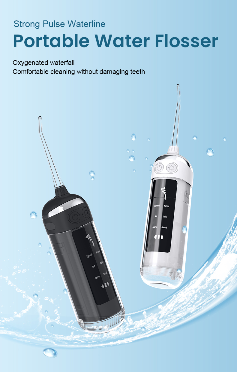 Water Flosser Cordless - เครื่องฉีดน้ำในช่องปากแบบพกพาขนาดเล็ก, 6 โหมดการทำความสะอาด, มาพร้อมกระเป๋าพกพา, เหมาะสำหรับการเดินทางที่บ้าน, ใช้งานง่ายและพกพาสะดวก