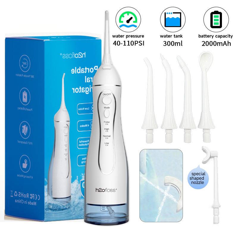 Water Flosser Cordless - เครื่องทำความสะอาดช่องปาก H2ofloss ขนาด 300 มล. แรงดันน้ำ
