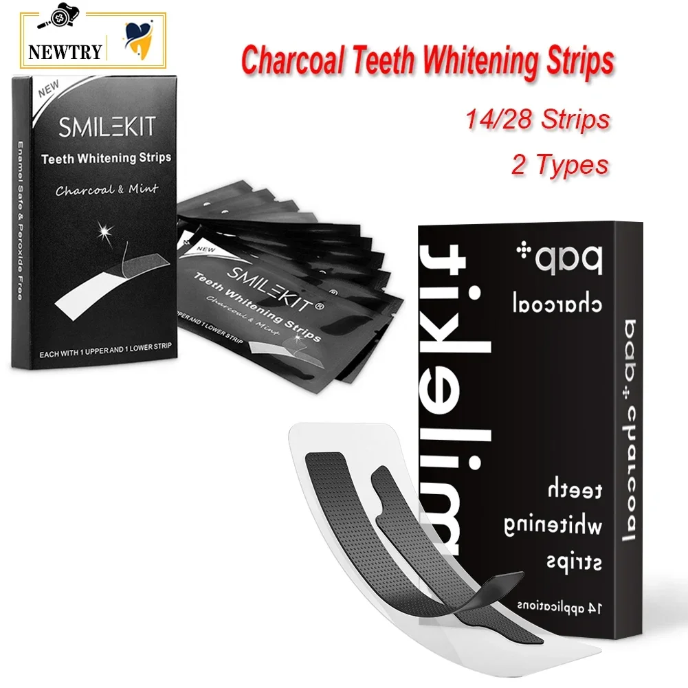 Teeth Whitening Crest - 28/14 ชิ้นใหม่ PAP + Charcoal Gel