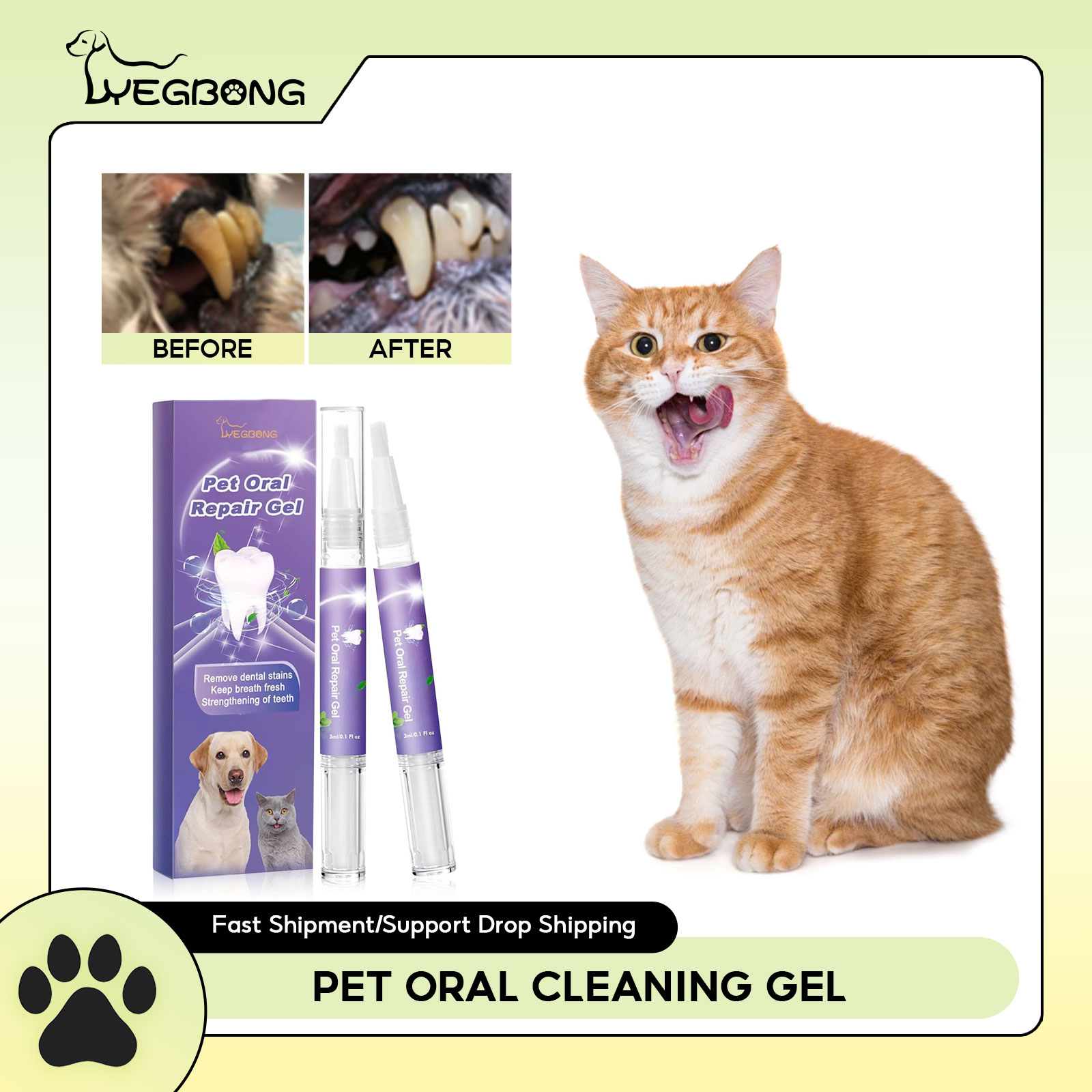 Teeth Whitening Cream - สัตว์เลี้ยง Oral Repair GEL Puppy Tartar