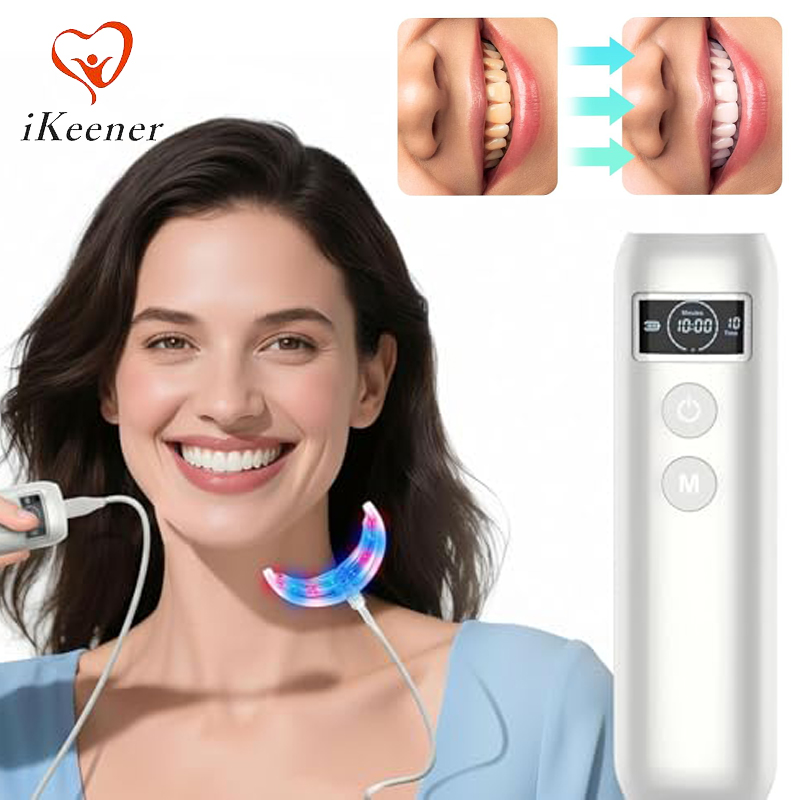 Teeth Whitening For Trays - เครื่องเร่งฟอกสีฟัน 16 LED แสงสีแดงและสีน้ำเงิน พร้อมถาดใส่และตัวตั้งเวลา ช่วยฟื้นฟูสุขภาพเหงือก