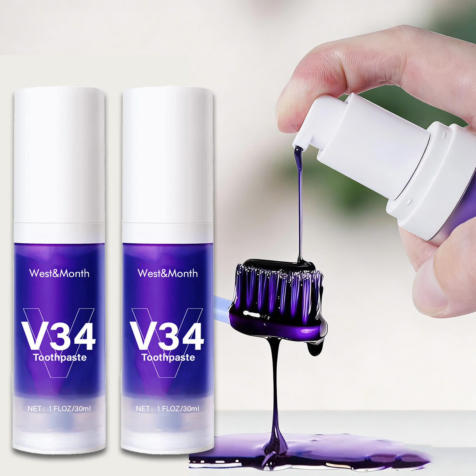 Teeth Whitening Crest - ยาสีฟันไวท์เทนนิ่ง V34 ขนาด 30 มล. ขจัดคราบฟันเหลืองอย่างเข้มข้น