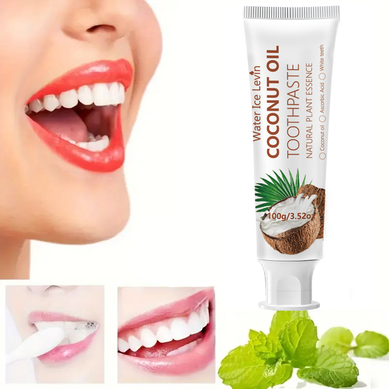 Teeth Whitening Cream - ยาสีฟันน้ำมันมะพร้าว 100 กรัม สารสกัดจากพืชธรรมชาติ ฟันขาวสะอาด ลมหายใจสดชื่น