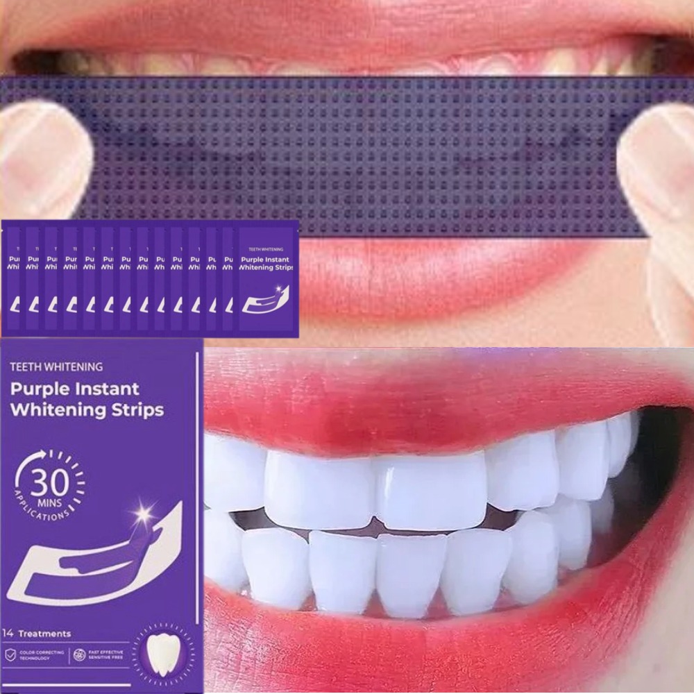 42 คู่ V34 แถบฟอกสีฟันสีม่วงลม - Teeth Whitening Crest บทวิจารณ์และราคา