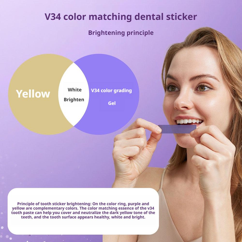 42 คู่ V34 แถบฟอกสีฟันสีม่วงลม - Teeth Whitening Crest บทวิจารณ์และราคา