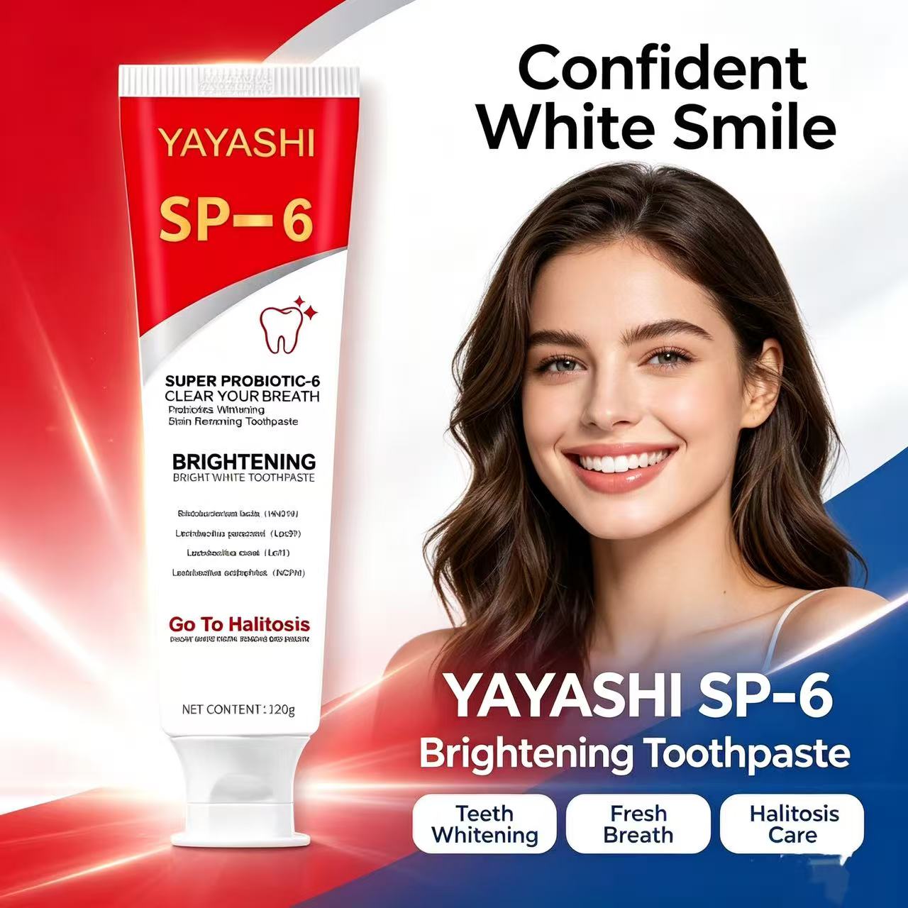 ยาสีฟันโปรไบโอติก Sp-6 สูตรไวท - Teeth Whitening Toothpaste บทวิจารณ์และราคา