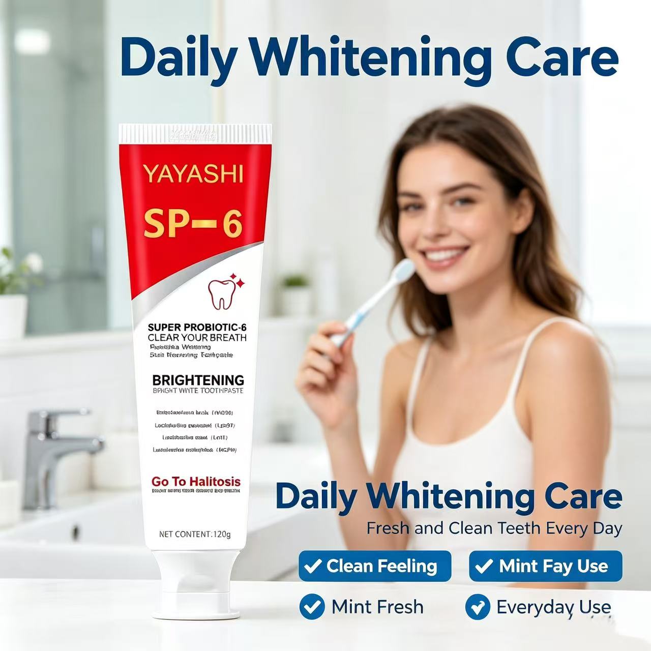ยาสีฟันโปรไบโอติก Sp-6 สูตรไวท - Teeth Whitening Toothpaste บทวิจารณ์และราคา