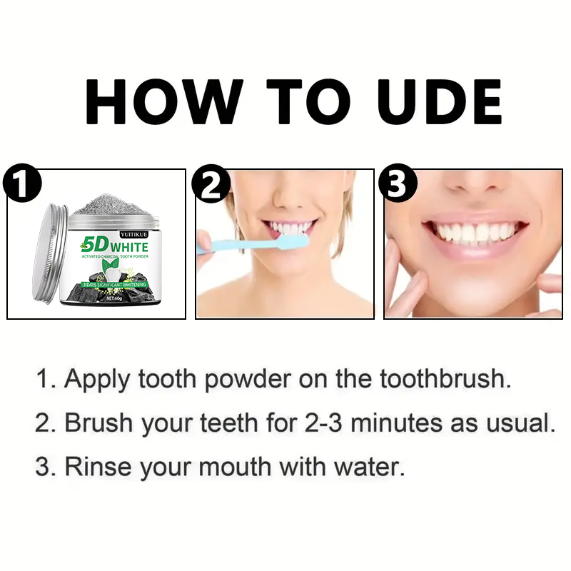 YUlTlKUE 5D ไวท์ แอคทิเวท ชาร์ - Teeth Whitening Ingredients บทวิจารณ์และราคา