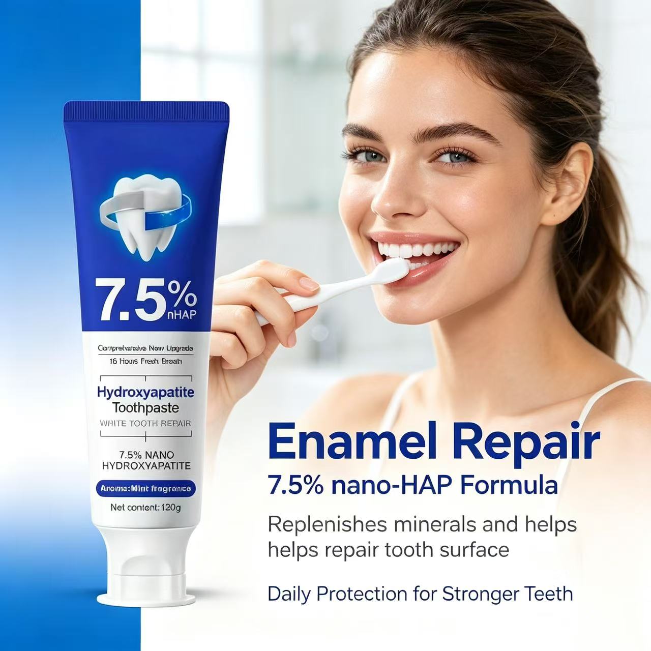 7.5%นาโนไฮดรอกซีอะพาไทต์ยาสีฟั - Teeth Whitening Cream บทวิจารณ์และราคา