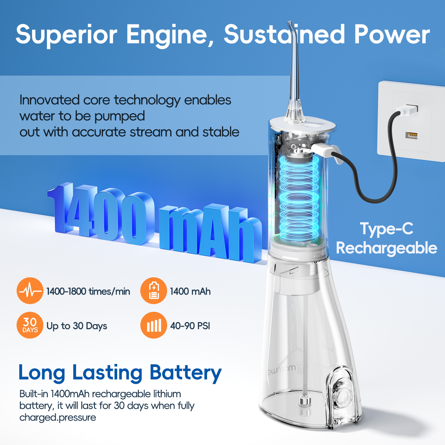 เครื่องทำความสะอาดช่องปากแบบพก - Water Flosser Cordless บทวิจารณ์และราคา