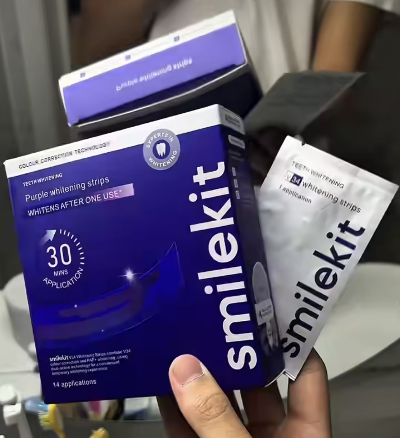 7/14 คู่ชุดแปะฟันยี่ห้อ SmileK - Teeth Whitening Crest บทวิจารณ์และราคา